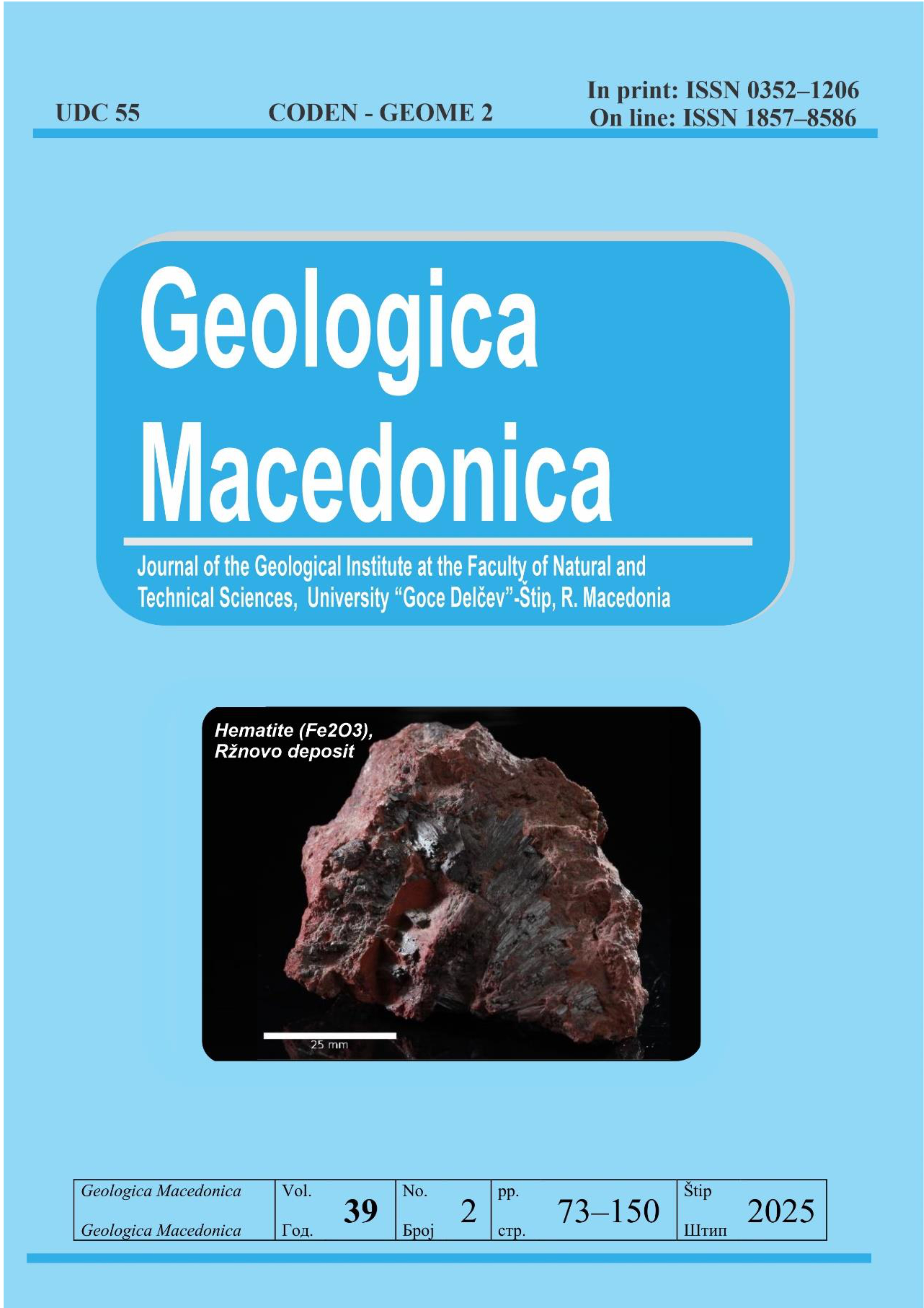 					View Vol. 39 No. 2 (2025): Geologica Macedonica
				